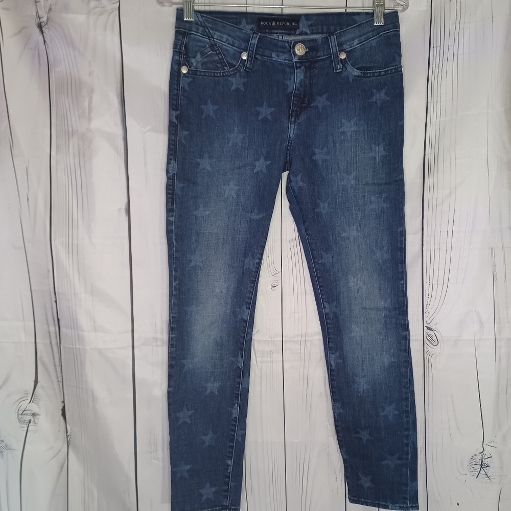 Rock & Republic Hamburg Starlight print crop ankle skinny y2k jeans